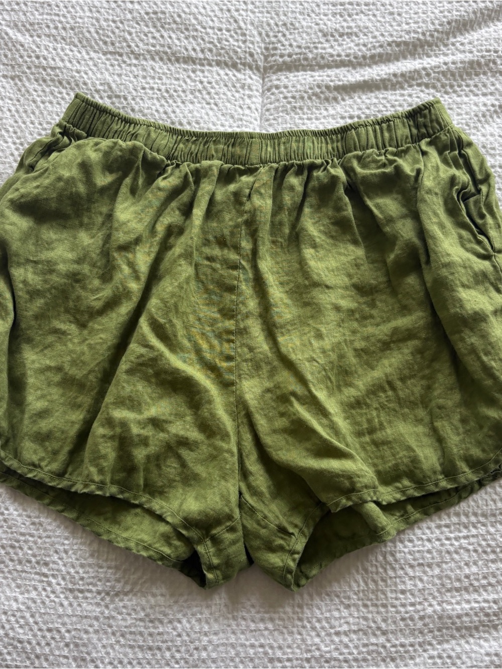 Green Linen Shorts